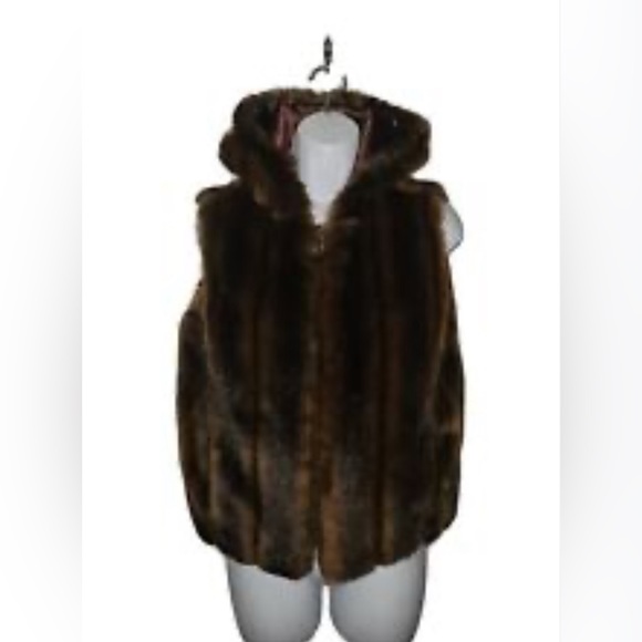 Jones New York Jackets & Blazers - Jones New  YORK, Beautiful faux fur vest jacket is dark